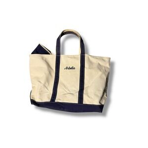 VINTAGE 1990's L.L. BEAN BOAT & TOTE ZIPPERED X-LARGE‎ XL CANVAS NAVY BLUE TRIM